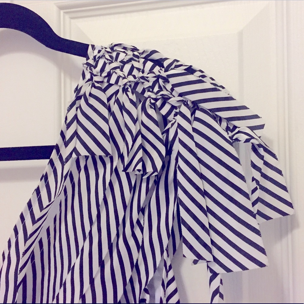 BCBG 100% Silk One Shoulder Ruffle Top